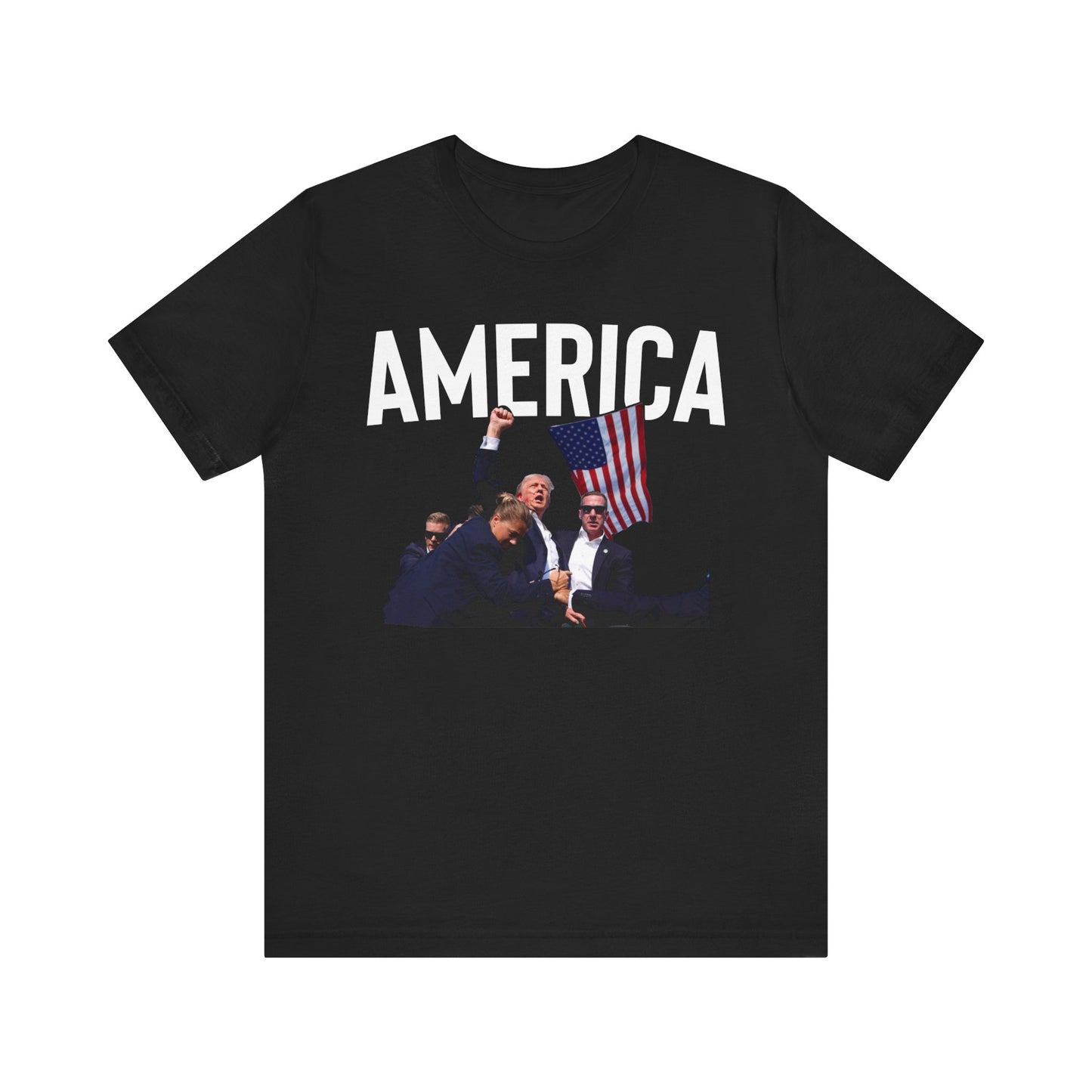 Trump America Shot Picture Shirt Bella Canvas 3001 Unisex T-Shirt, Vote Trump, Vance VP Trump, Pro Trump, Trump Photo, Trump Shirt 2024