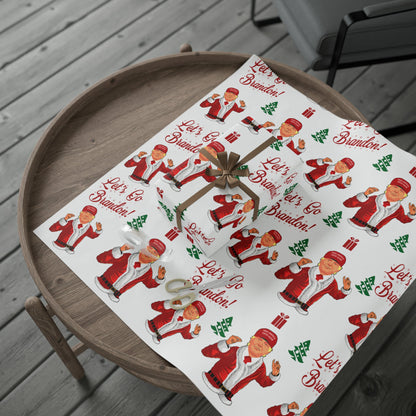 Jolly Trump Gift Wrap for Christmas - Let's Go Brandon Gift - Joe Let's Go Brandon - Santa Trump White Wrapping Paper Christmas Trump Wrap