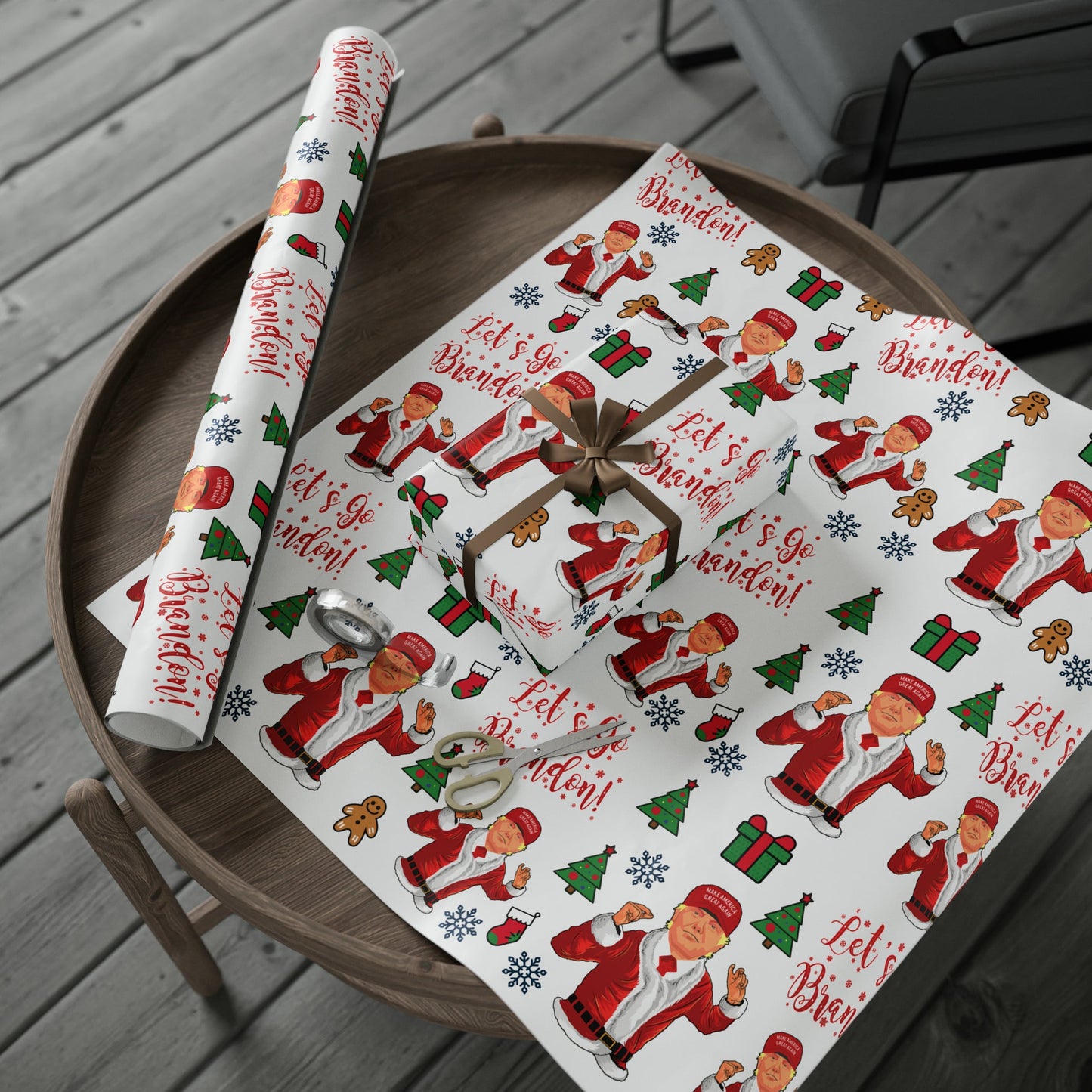 MAGA Trump Wrapping Paper for Gifts - Pro Trump Let's Go Brandon Christmas Gift Wrap Brandon Maga Gift Wrap Santa Trump Republican Gift