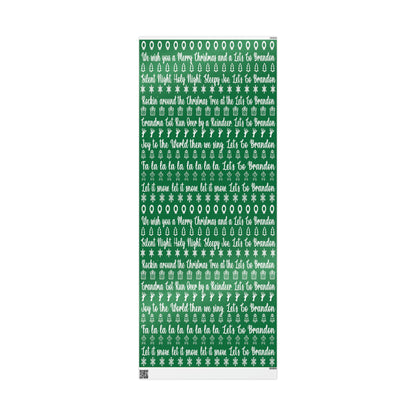 Funny Let's Go Brandon Christmas Gift Wrap Green - Brandon Trump Gift Wrap Funny Christmas Songs Green Wrapping Paper - Funny Surprise Gift