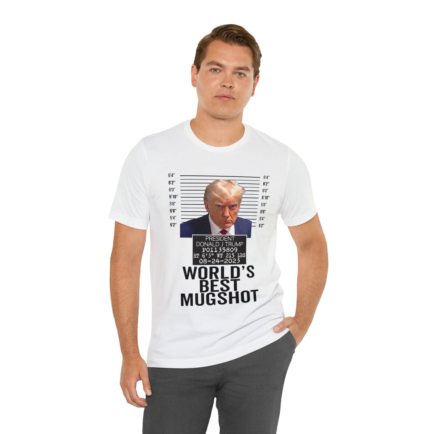 The World's Best Mugshot Trump Shirt Bella Canvas 3001 Unisex T-Shirt Trump Mugshot Trump Georgia Trump