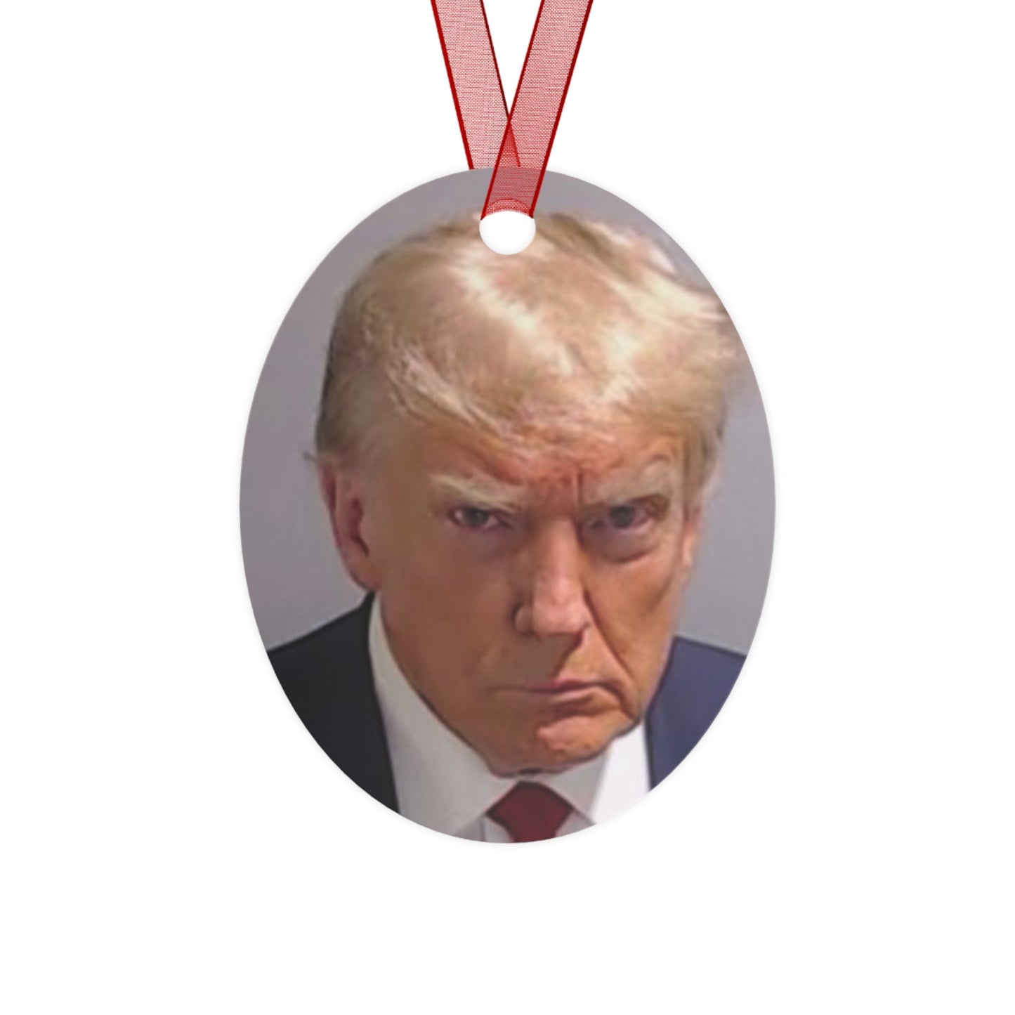 The Trump Mugshot 2023 Keepsake Metal Ornaments Double Sided - Trump Ornament Trump Christmas Trump Keepsake Trump Gift Trump Georgia Photo