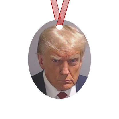 The Trump Mugshot 2023 Keepsake Metal Ornaments Double Sided - Trump Ornament Trump Christmas Trump Keepsake Trump Gift Trump Georgia Photo