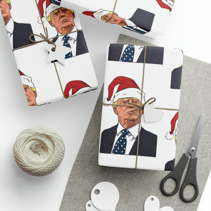 Santa Trump Wrapping Paper for Gifts - Pro Trump Christmas Gift Wrap Let's Go Brandon Maga Gift Wrap Christmas Trump 2024 Santa Hat LGB