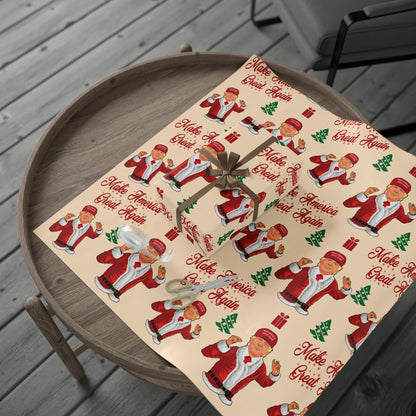 Funny MAGA Trump Christmas Wrapping Paper for Gifts - Make America Great Again Gift - Joe Let's Go Brandon Funny Santa Trump Wrapping Paper