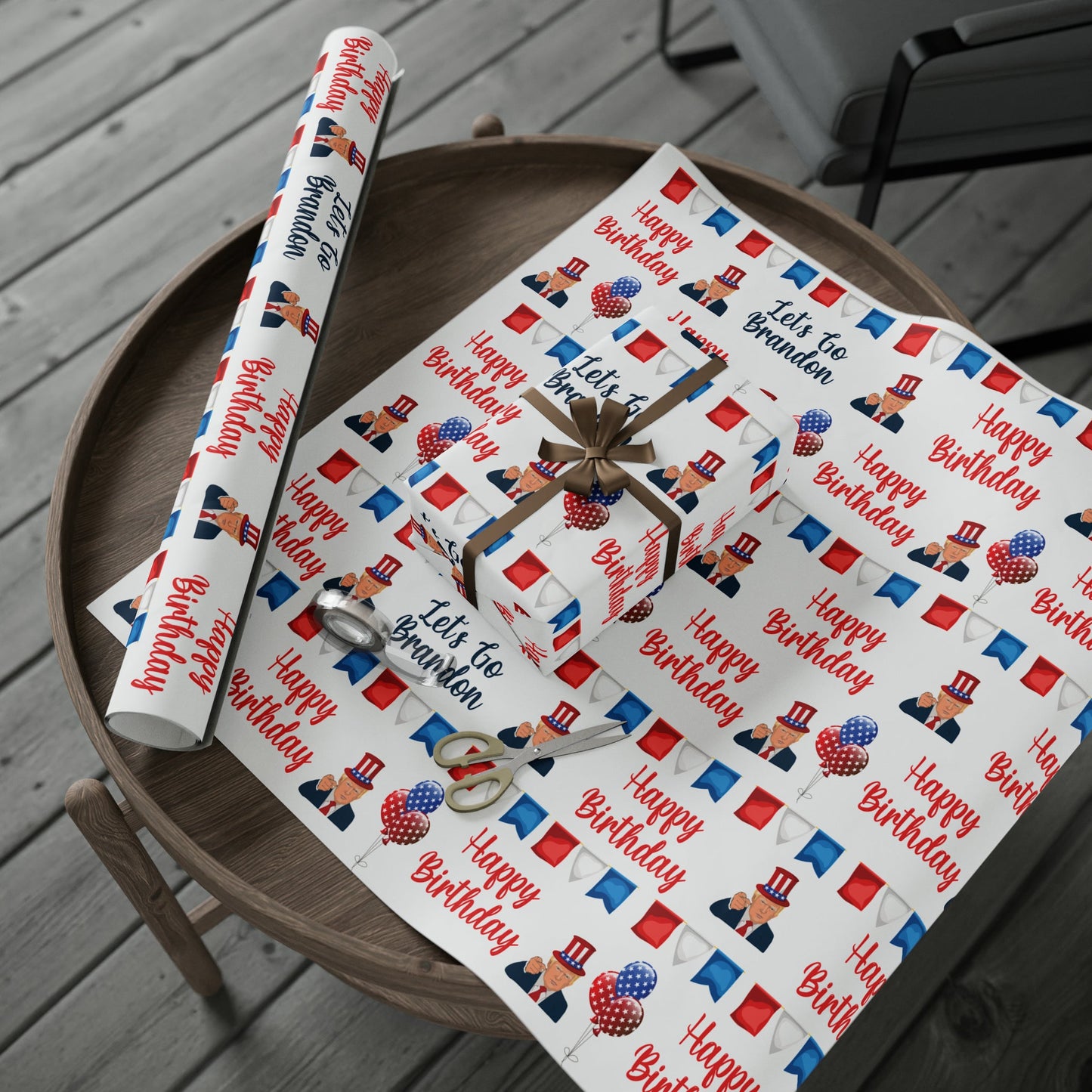 Top Trump Birthday Wrapping Paper for Gifts - Trump Maga Gift - Funny Let's Go Brandon Biden Trump Funny Wrapping Paper for Birthday Gifts