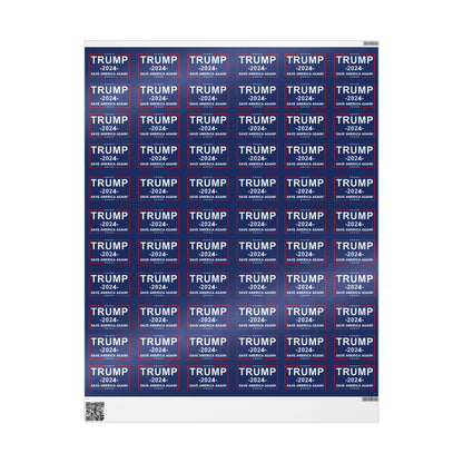 Trump 2024 Save American Again Christmas Wrapping Paper Blue - Pro Trump Maga Funny Let's Go Brandon Biden Trump 2024 Wrapping Paper