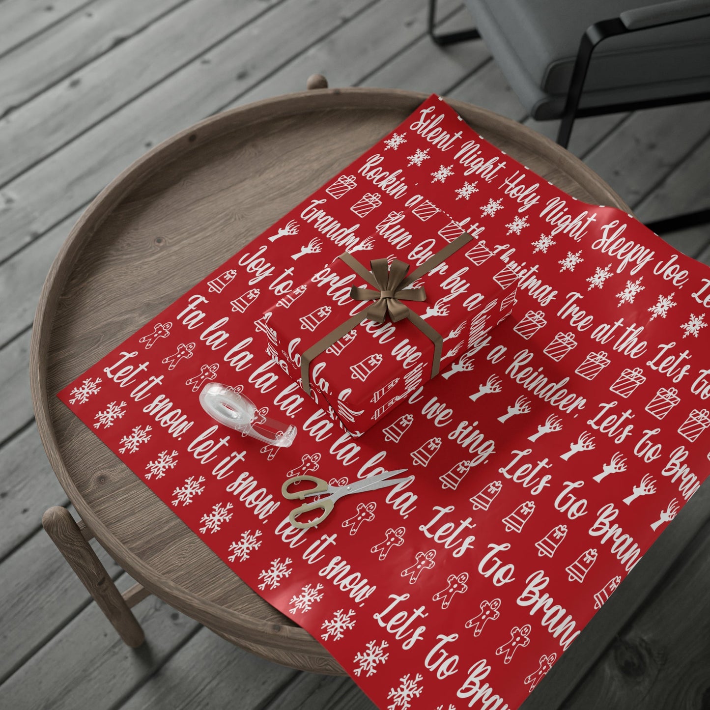 Funny Let's Go Brandon Christmas Gift Wrap Red - Brandon Gift Wrap - Funny Trump Christmas Songs Red Christmas Wrap - Great Funny Surprise