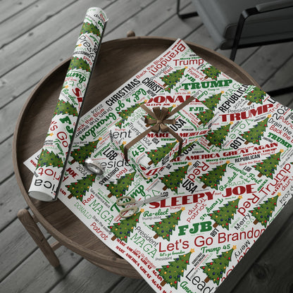 Christmas Word Wrap Trump Gift Wrap for Gifts Christmas - Let's Go Brandon Gift Wrap - Maga Save America Trump Theme Gift Wrap Trump 2024