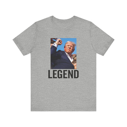 Trump the Legend 2024 Shot Picture Shirt Bella Canvas 3001 Unisex T-Shirt Vote Trump King Trump Fist Photo Pro Trump Never Surrender Shirt