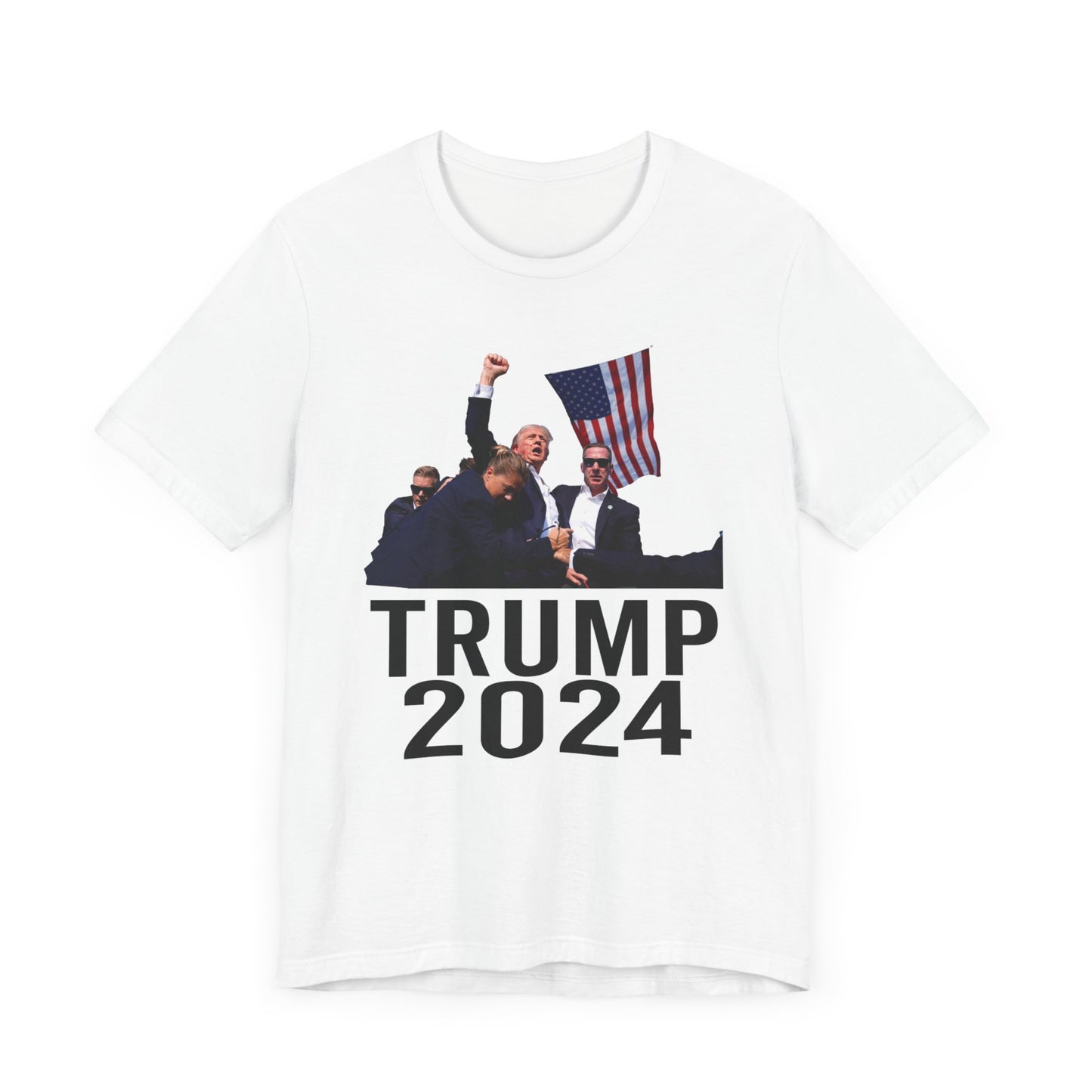 Trump 2024 Shot Picture Shirt Bella Canvas 3001 Unisex T-Shirt Vote Trump King Trump Fist Photo Pro Trump Never Surrender Shirt 2024