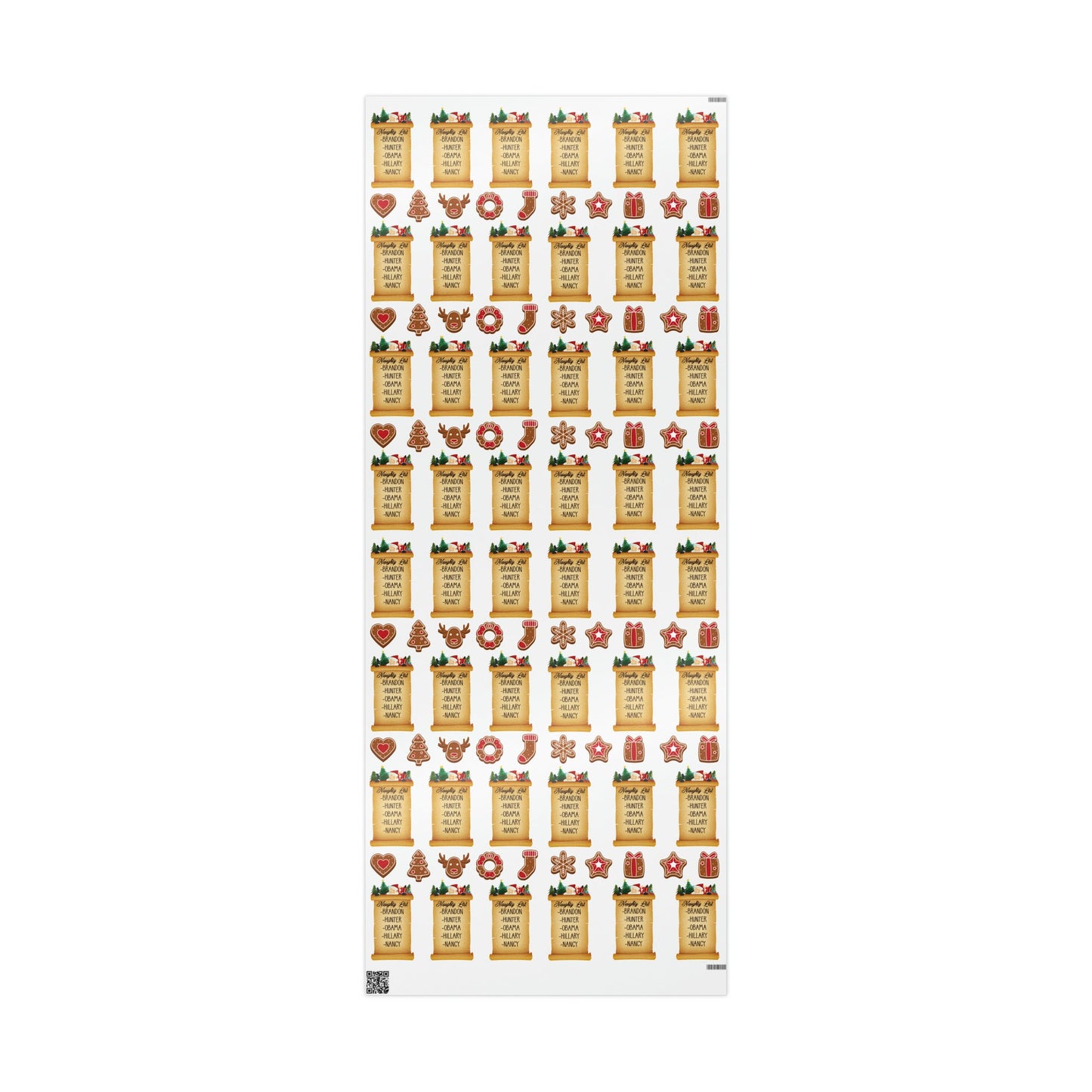 Great Funny Trump Wrapping Paper for Gifts - Pro Trump Naughty List Gingerbread Christmas Gift Wrap Let's Go Brandon Maga Gift Wrap Trump