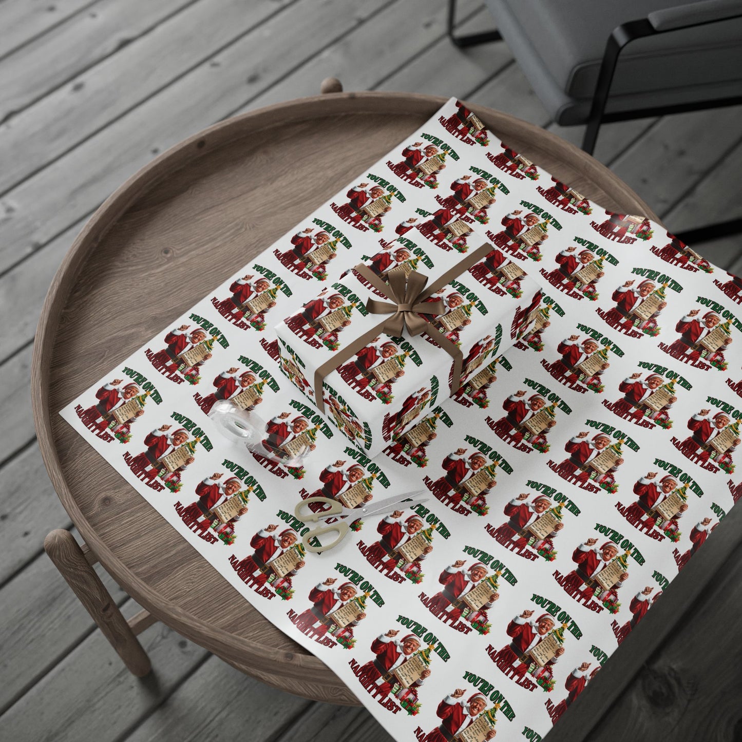 Christmas Santa Trump Gift Wrap, Trump's Naughty List, Trump Wrapping Paper for Gifts, Maga Gift Wrap Christmas, President Trump Won 2024