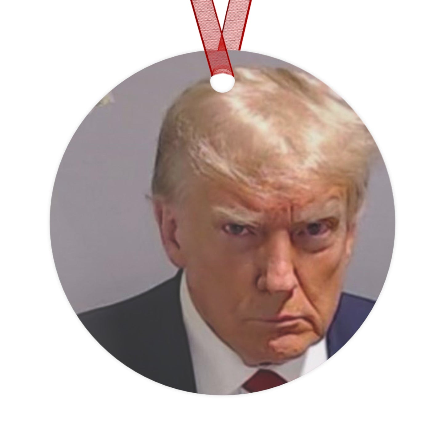 The Trump Mugshot 2023 Keepsake Metal Ornaments Double Sided - Trump Ornament Trump Christmas Trump Keepsake Trump Gift Trump Georgia Photo