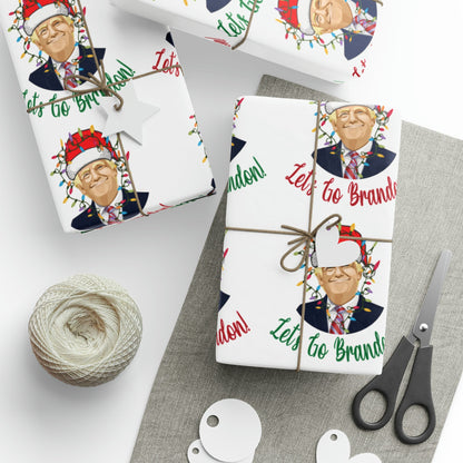 Santa Funny Trump Wrapping Paper for Gifts - Make America Great Again Gift - Joe Biden Let's Go Brandon Wrapping Paper Christmas Gifts