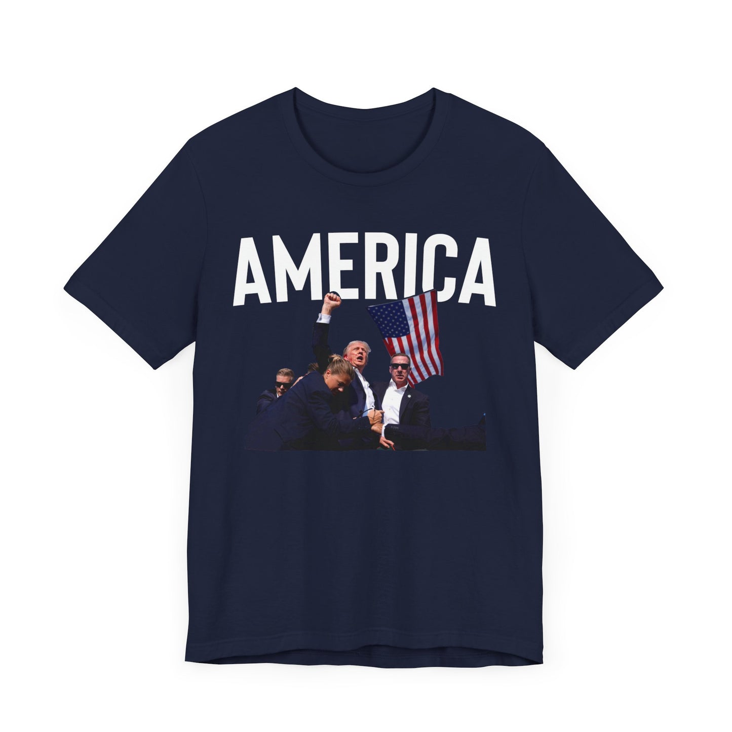 Trump America Shot Picture Shirt Bella Canvas 3001 Unisex T-Shirt, Vote Trump, Vance VP Trump, Pro Trump, Trump Photo, Trump Shirt 2024