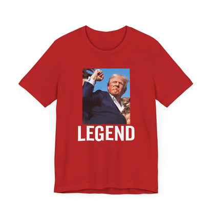 Trump the Legend 2024 Shot Picture Shirt Bella Canvas 3001 Unisex T-Shirt Vote Trump King Trump Fist Photo Pro Trump Never Surrender Shirt