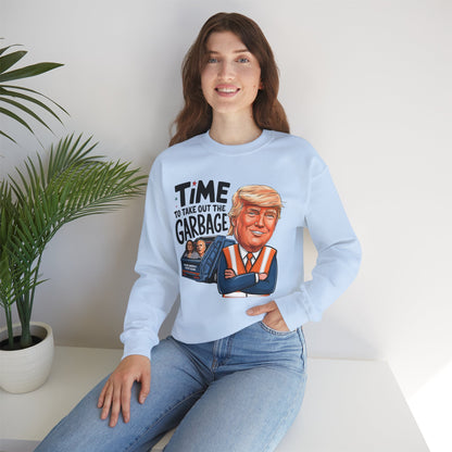 Funny President Trump Sweatshirt, Trump Garbage, Trump Won, Trump Gift, Trump Throw out the Garbage, Unisex Heavy Blend Crewneck Sweatshirt