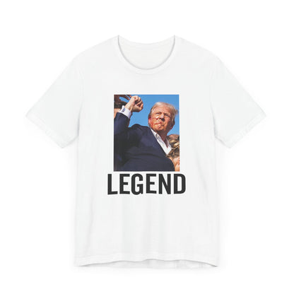 Trump the Legend 2024 Shot Picture Shirt Bella Canvas 3001 Unisex T-Shirt Vote Trump King Trump Fist Photo Pro Trump Never Surrender Shirt