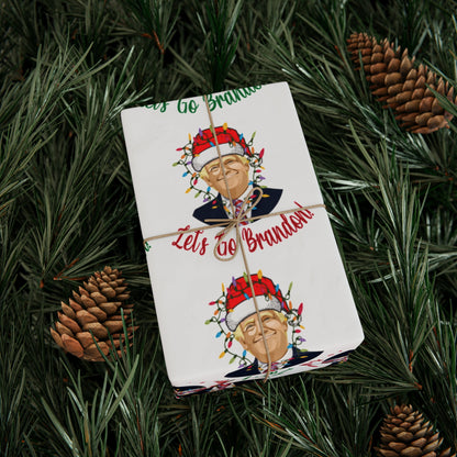 Santa Funny Trump Wrapping Paper for Gifts - Make America Great Again Gift - Joe Biden Let's Go Brandon Wrapping Paper Christmas Gifts