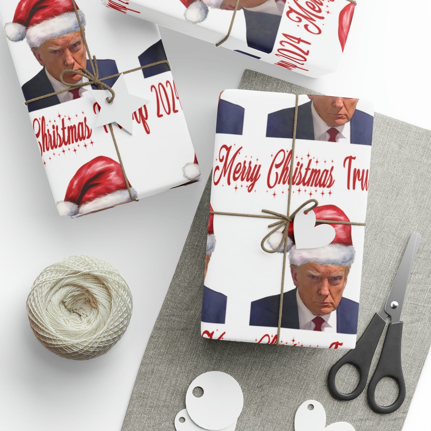 Santa Trump Mugshot Gift Wrap Merry Christmas Gift Wrap Trump 2024 Trump Wrapping Paper Trump Christmas Funny Gift Wrap MAGA Trump