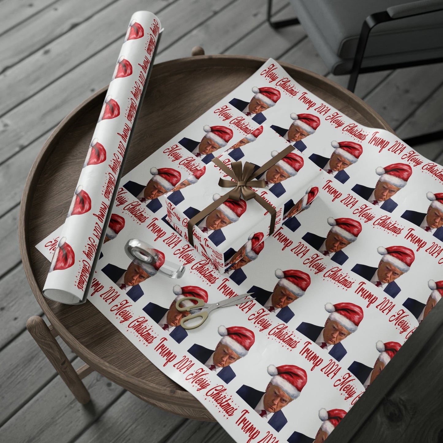 Santa Trump Mugshot Gift Wrap Merry Christmas Gift Wrap Trump 2024 Trump Wrapping Paper Trump Christmas Funny Gift Wrap MAGA Trump