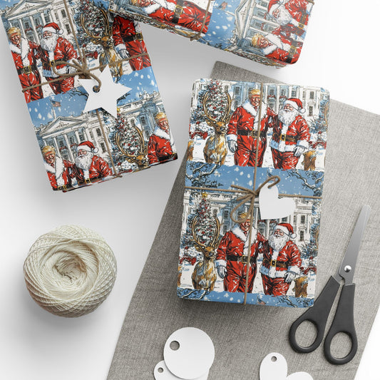 Vintage Style Trump and Santa, Christmas Trump Gift Wrap, Trump Wrapping Paper for Gifts, Maga Gift Wrap Christmas Trump 2024, Trump Won