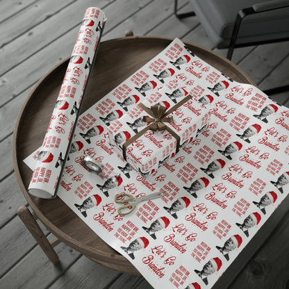 Funny Confused Biden Trump Christmas Wrapping Paper for Gifts - Make America Great Again Gift - Let's Go Brandon Pro Trump Wrapping Paper