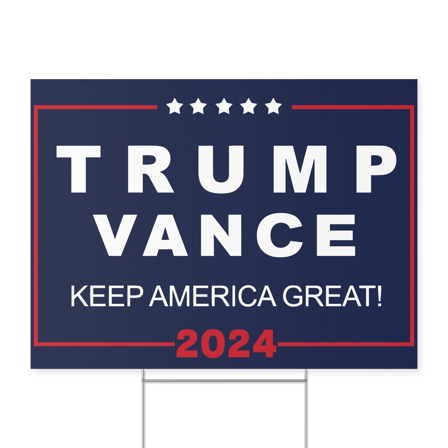 Yard Lawn Trump Vance 2024 Yard Sign with Stand, Trump Sign, Trump Vance Sign, Trump VP Vance, Lawn Sign 18" x 24", Keep America Great