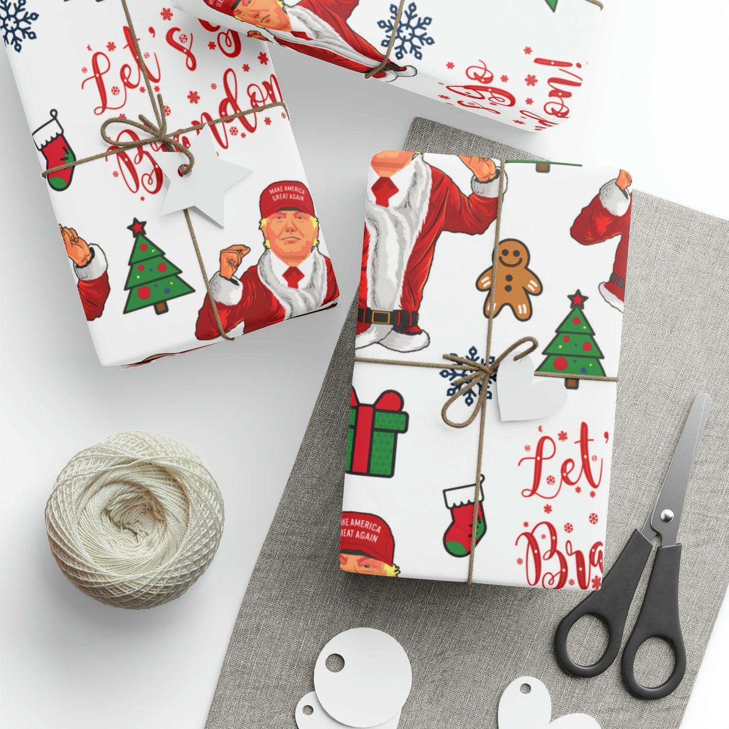 MAGA Trump Wrapping Paper for Gifts - Pro Trump Let's Go Brandon Christmas Gift Wrap Brandon Maga Gift Wrap Santa Trump Republican Gift