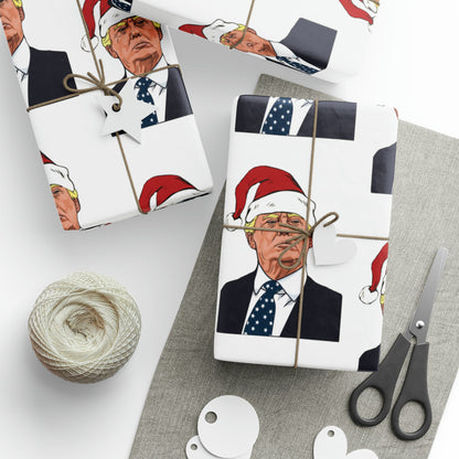 Santa Trump Wrapping Paper for Gifts - Pro Trump Christmas Gift Wrap Let's Go Brandon Maga Gift Wrap Christmas Trump 2024 Santa Hat LGB