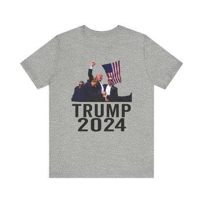 Trump 2024 Shot Picture Shirt Bella Canvas 3001 Unisex T-Shirt Vote Trump King Trump Fist Photo Pro Trump Never Surrender Shirt 2024