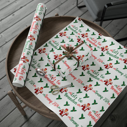 Christmas Trump 2024 Let's Go Brandon Wrapping Paper for Gifts - Trump Gift Wrap Let's Go Brandon Biden Trump 2024 Holly Gift Wrapping Paper