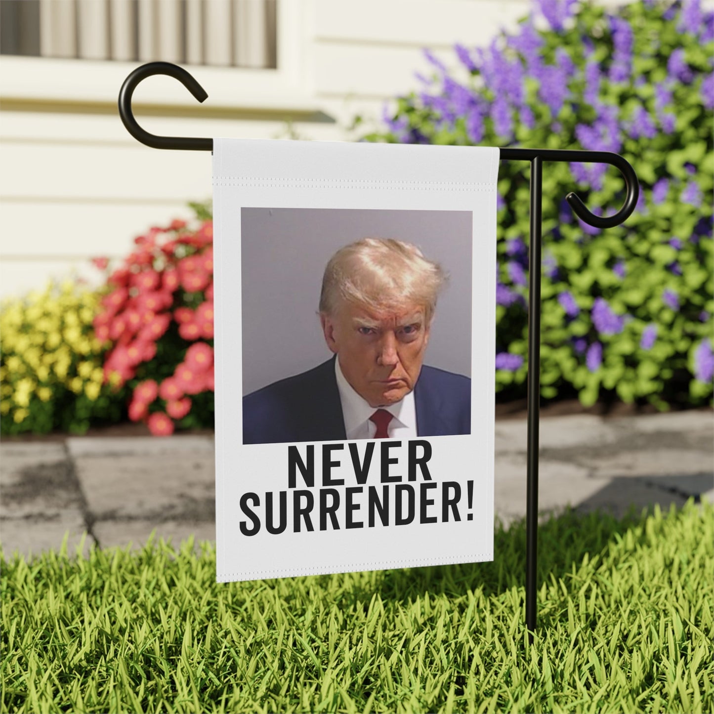 Georgia Trump Mugshot Trump Never Surrender Lawn Flag Trump Flag Trump Banner Garden & House Banner