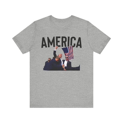 Trump America Shot Picture Shirt Bella Canvas 3001 Unisex T-Shirt, Vote Trump, Vance VP Trump, Pro Trump, Trump Photo, Trump Shirt 2024