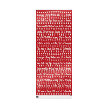 Funny Let's Go Brandon Christmas Gift Wrap Red - Brandon Gift Wrap - Funny Trump Christmas Songs Red Christmas Wrap - Great Funny Surprise