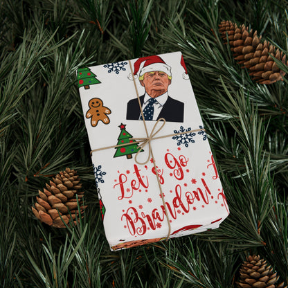 The Best Trump Wrapping Paper for Gifts - Pro Trump Let's Go Brandon Christmas Gift Wrap Brandon Maga Gift Wrap Santa Trump Republican Gift