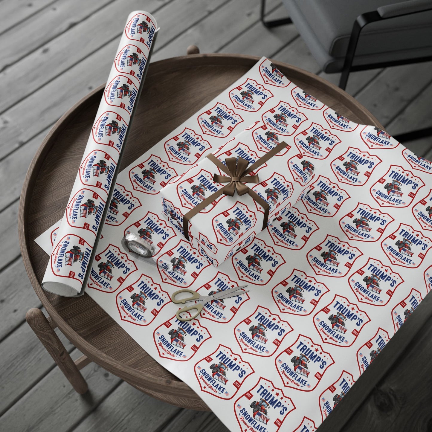 Funny Trump Gift Wrap,  Trump Snowflake Removal Service, Trump Wrapping Paper for Gifts, Maga Gift Wrap Christmas, President Trump Won 2024