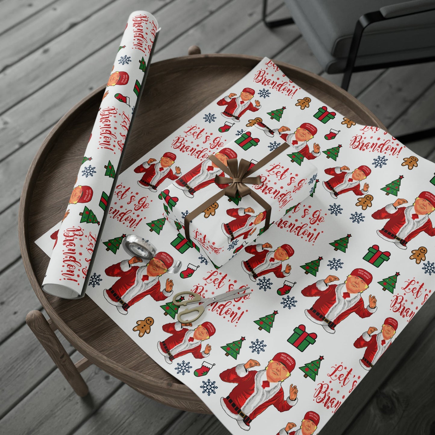 MAGA Trump Wrapping Paper for Gifts - Pro Trump Let's Go Brandon Christmas Gift Wrap Brandon Maga Gift Wrap Santa Trump Republican Gift