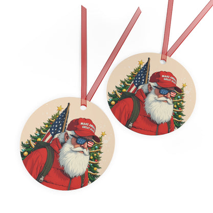 Santa MAGA Ornament, Santa Trump, Santa Maga Hat, Lightweight Durable Double Sided Metal Ornament, Trump Christmas Ornament, Pro Trump Won