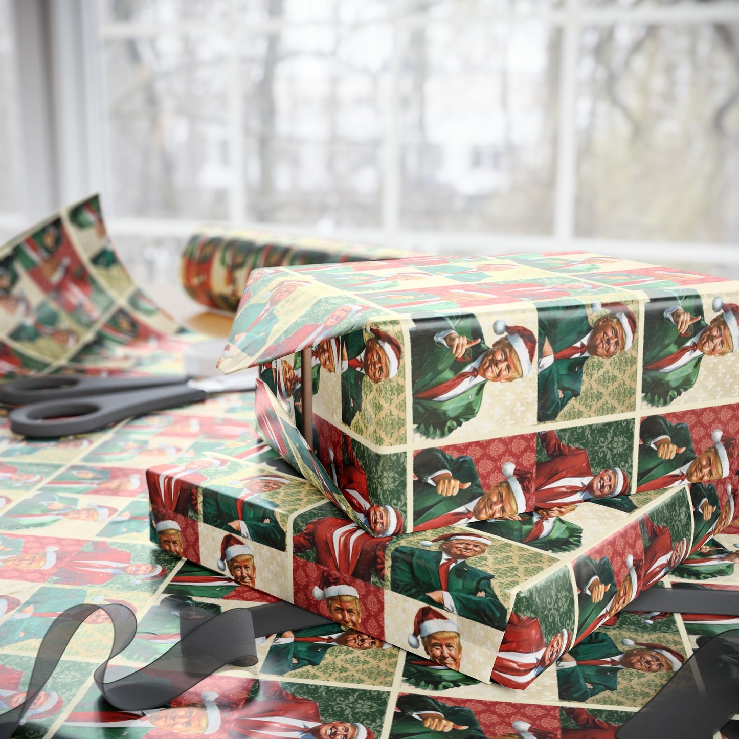 Jolly Trump Christmas, Christmas Trump Gift Wrap,  Trump Wrapping Paper for Gifts, Maga Gift Wrap Christmas Trump 2024, Santa Trump Gifts