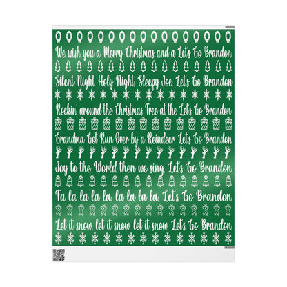 Funny Let's Go Brandon Christmas Gift Wrap Green - Brandon Trump Gift Wrap Funny Christmas Songs Green Wrapping Paper - Funny Surprise Gift