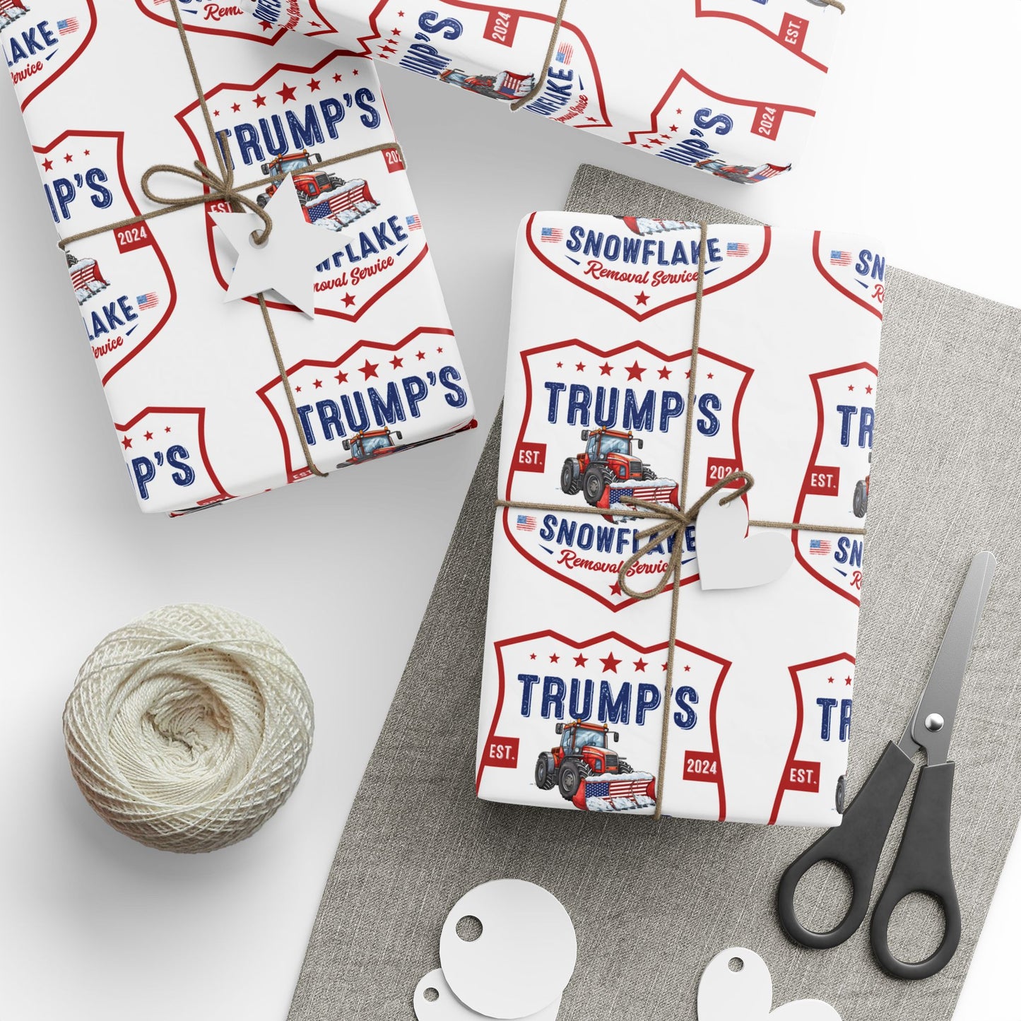 Funny Trump Gift Wrap,  Trump Snowflake Removal Service, Trump Wrapping Paper for Gifts, Maga Gift Wrap Christmas, President Trump Won 2024