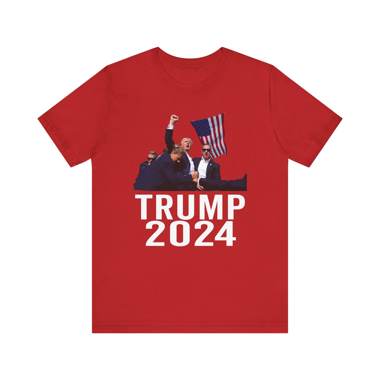 Trump 2024 Shot Picture Shirt Bella Canvas 3001 Unisex T-Shirt Vote Trump King Trump Fist Photo Pro Trump Never Surrender Shirt 2024