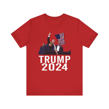 Trump 2024 Shot Picture Shirt Bella Canvas 3001 Unisex T-Shirt Vote Trump King Trump Fist Photo Pro Trump Never Surrender Shirt 2024