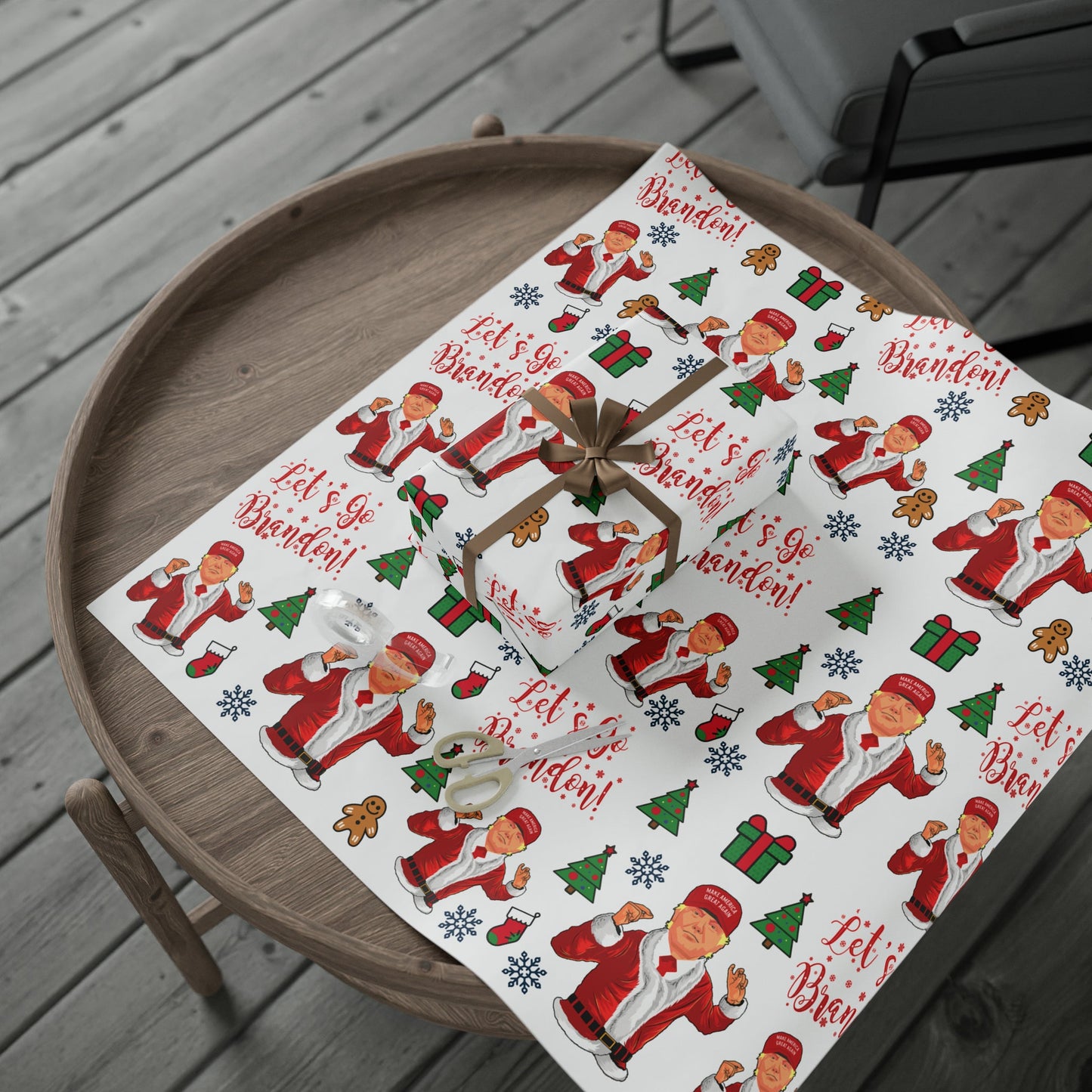 MAGA Trump Wrapping Paper for Gifts - Pro Trump Let's Go Brandon Christmas Gift Wrap Brandon Maga Gift Wrap Santa Trump Republican Gift