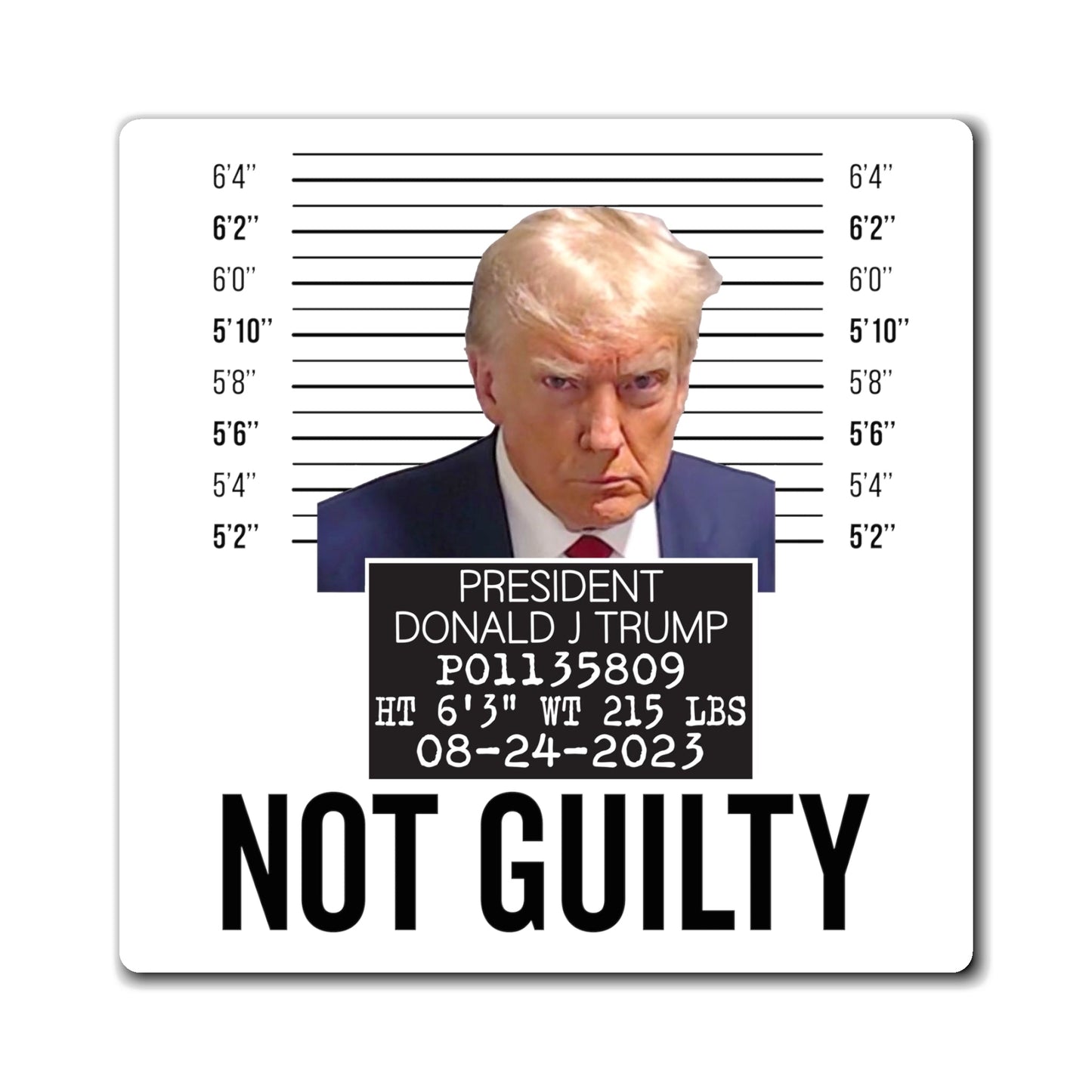 Not Guilty Trump Magnet Georgia Mugshot Trump Mugshot Magnet - Trump Magnet Trump MAGA Trump Georgia Pro Trump President Trump Gift