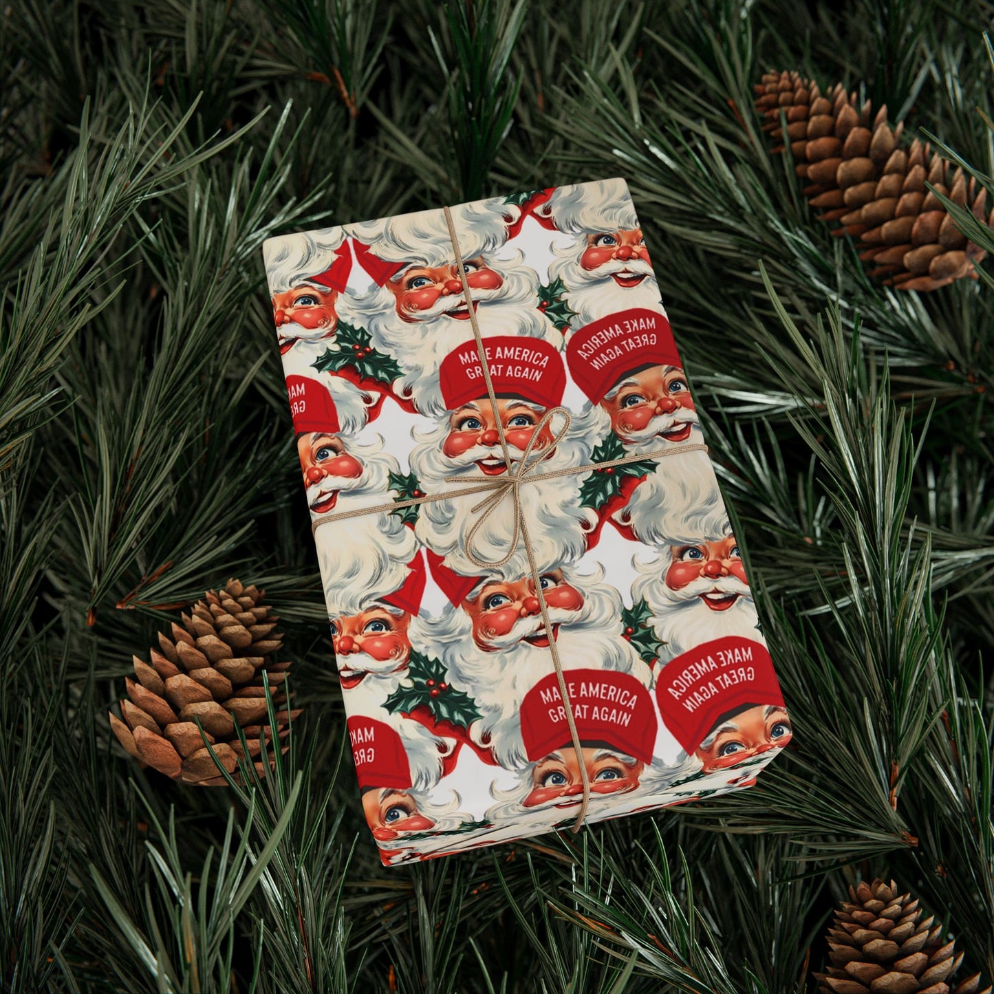 Vintage Santa MAGA Christmas, Christmas Trump Gift Wrap,  Trump Wrapping Paper for Gifts, Maga Gift Wrap Christmas Trump 2024, Santa Trump