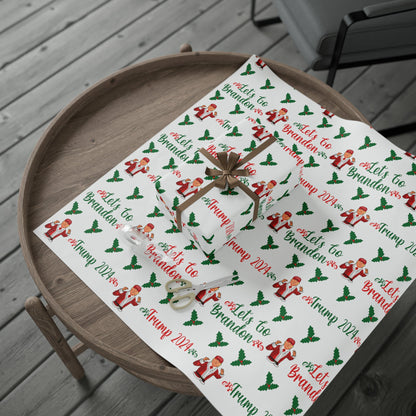 Christmas Trump 2024 Let's Go Brandon Wrapping Paper for Gifts - Trump Gift Wrap Let's Go Brandon Biden Trump 2024 Holly Gift Wrapping Paper