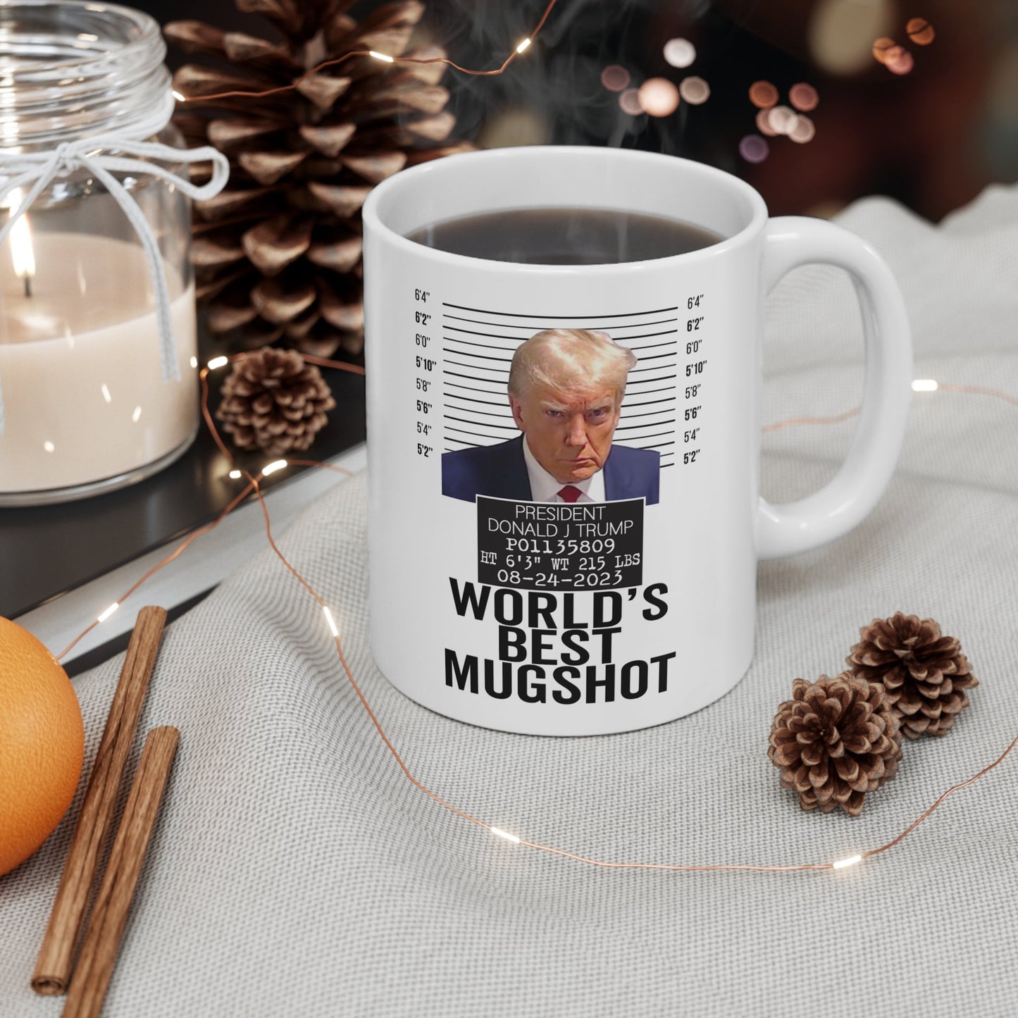 Trump Best Mugshot Mug Never Surrender Georgia Trump Mugshot Picture Mug Ceramic Mug 11oz - Funny Gift Trump Booking Photo Georgia Pro Trump